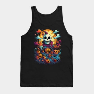 Halloween Anime Jester Skull Tank Top